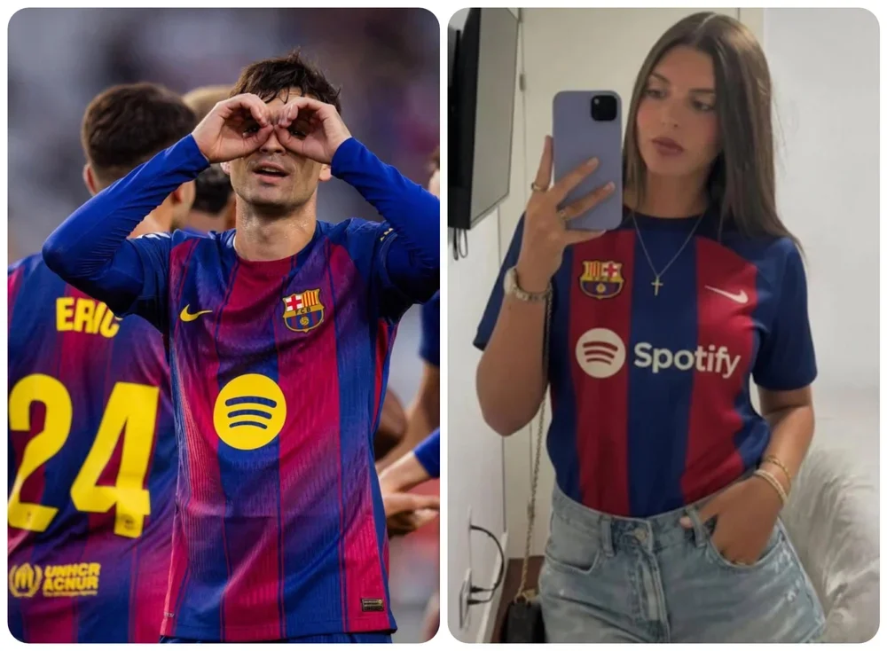 Pedri y su novia.